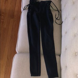 Black Lace Up Jeans